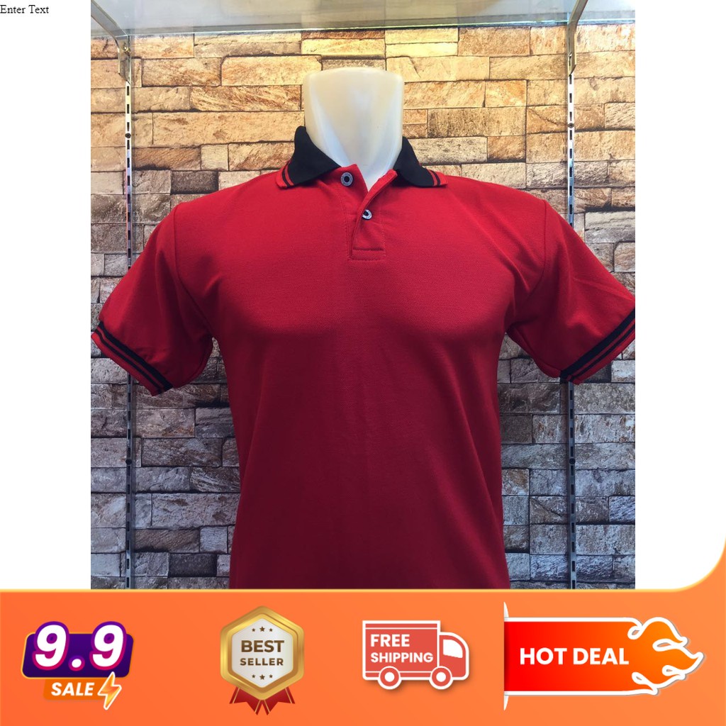 Kaos Kerah Kombinasi MERAH - Polo Kerah Kombinasi merah - Polo Shirt - Polo Warna - Shirt Kombinasi