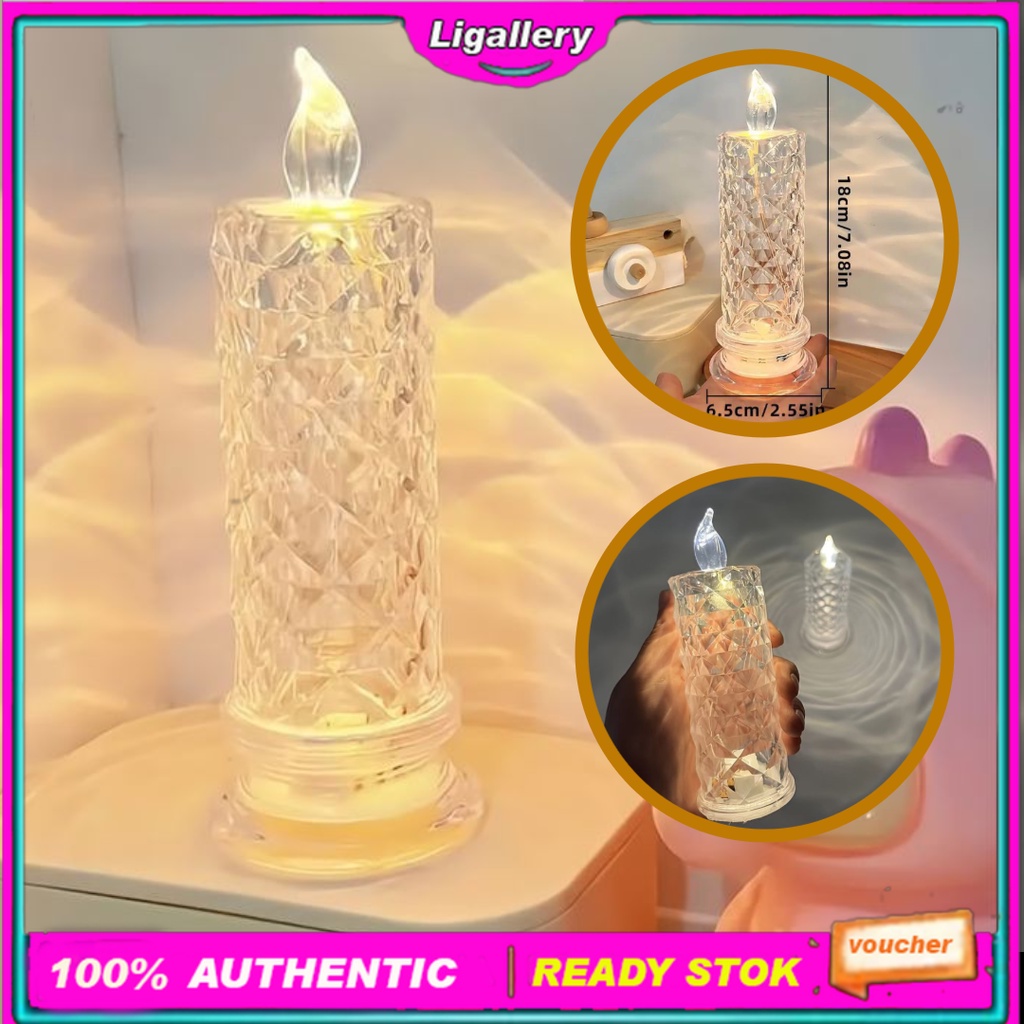 Lampu Lilin Estetik Lampu LED Bentuk Lilin Bahan Akrilik Kristal Lampu Dekorasi Kamar Lampu Lilin El