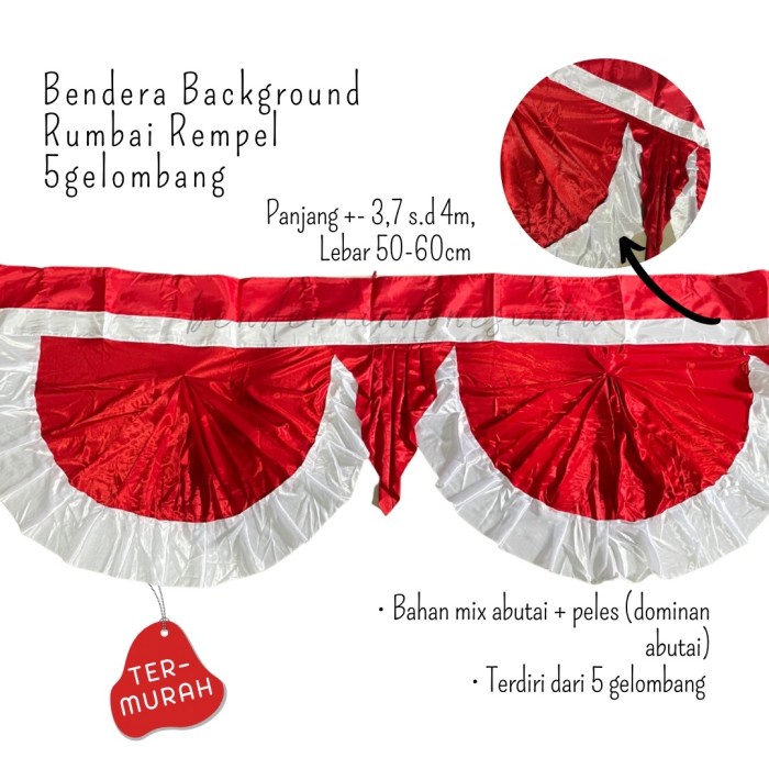 Bendera merah putih begrond / dinding gedung rumbai rempel gelombang - BG - Rumbai