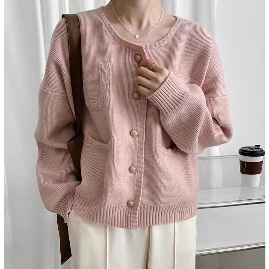 Cardigan Rajut Wanita Korea Sweater Rajut Lengan Panjang Import