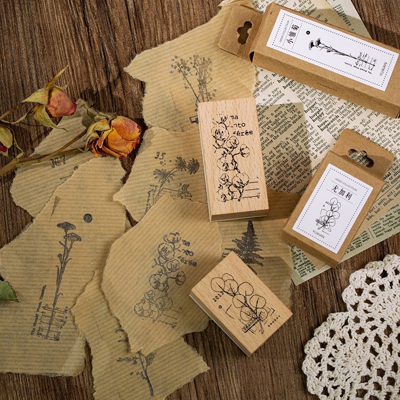 

[Gongjin] 1pcs Stempel Kayu Tanaman / Plant Rubber Stamp Estetik Aesthetic DIY Bujo Journaling Scrapbook Hiasan Wood