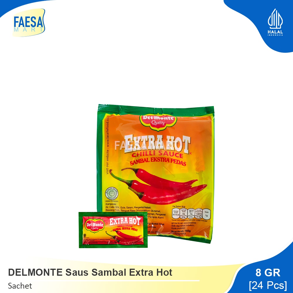 

DELMONTE Saus Sambal Extra Hot Sachet 8gr (24 Pcs)