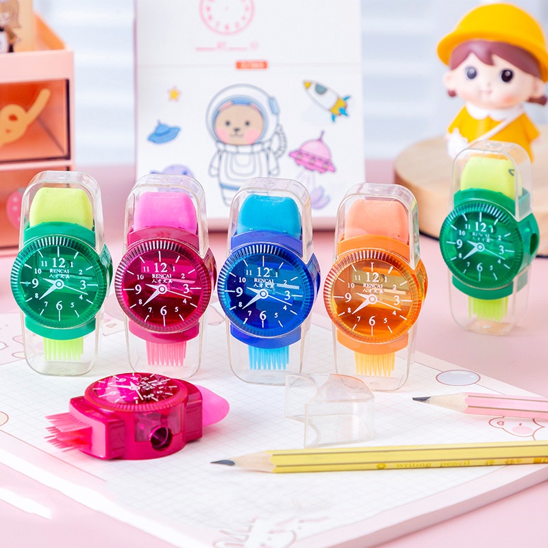 

SERUTAN PENSIL 3 IN 1 / RAUTAN PENSIL + SIKAT + PENGHAPUS / RAUTAN JAM