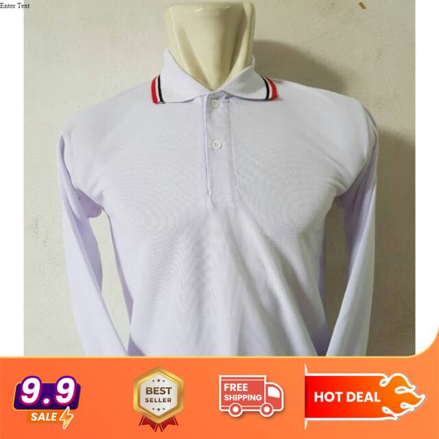 Kaos kerah panjang putih-polo panjang-polo shirt-kaos kerah-polo seragam-polo murah-atasan