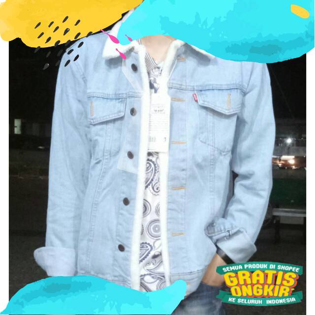 SHERPA DENIM - JAKET JEANS SHERPA PRIA/Blue