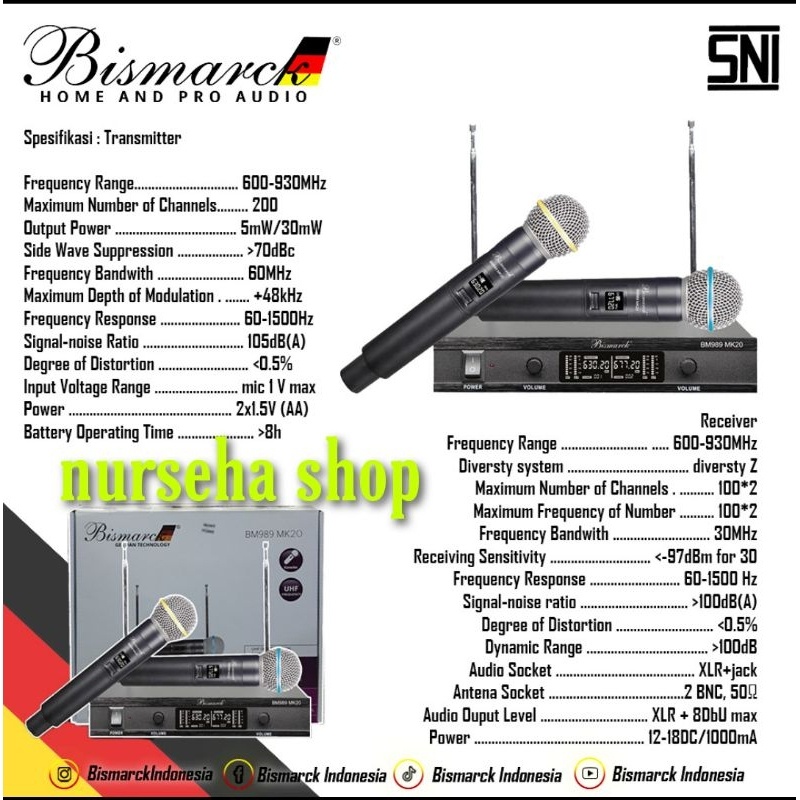 MIC WIRELESS BISMARCK BM989 MK20 mic wireless original Handle mic Bismarck