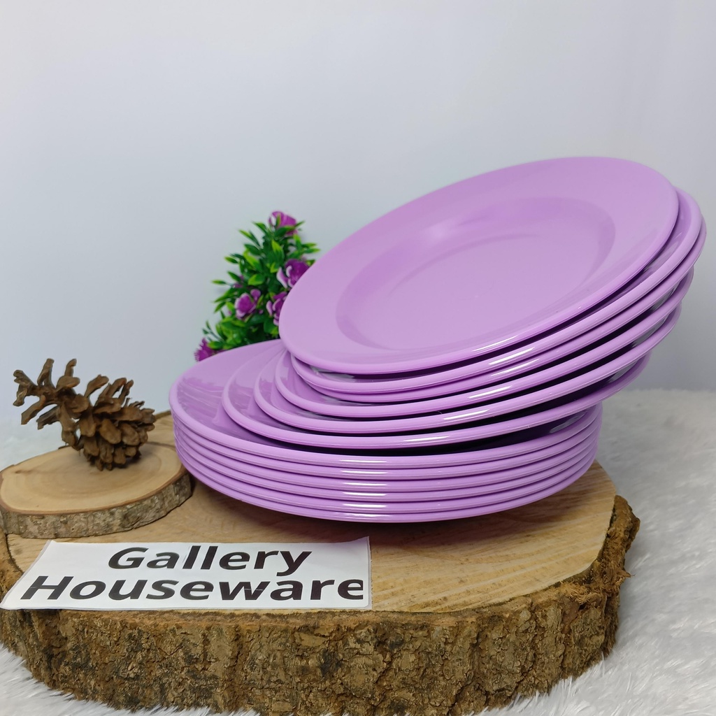 12PCS Piring bulat Dinner ware P09 piring makan melamine stone ungu polos
