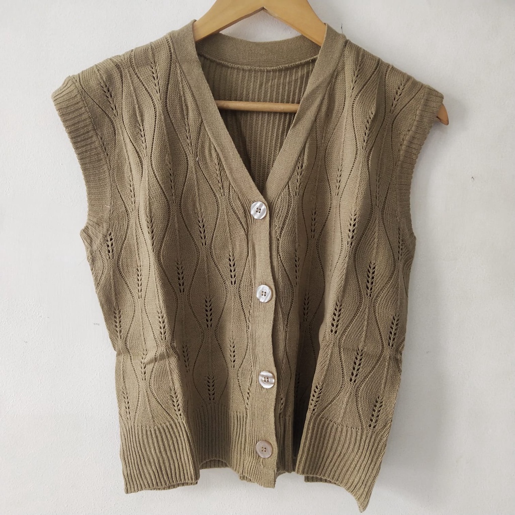 Outfit Wanita Kekinian Atasan Cewek OOTD Kece SASKI VEST BAHAN RAJUT Premium Murah