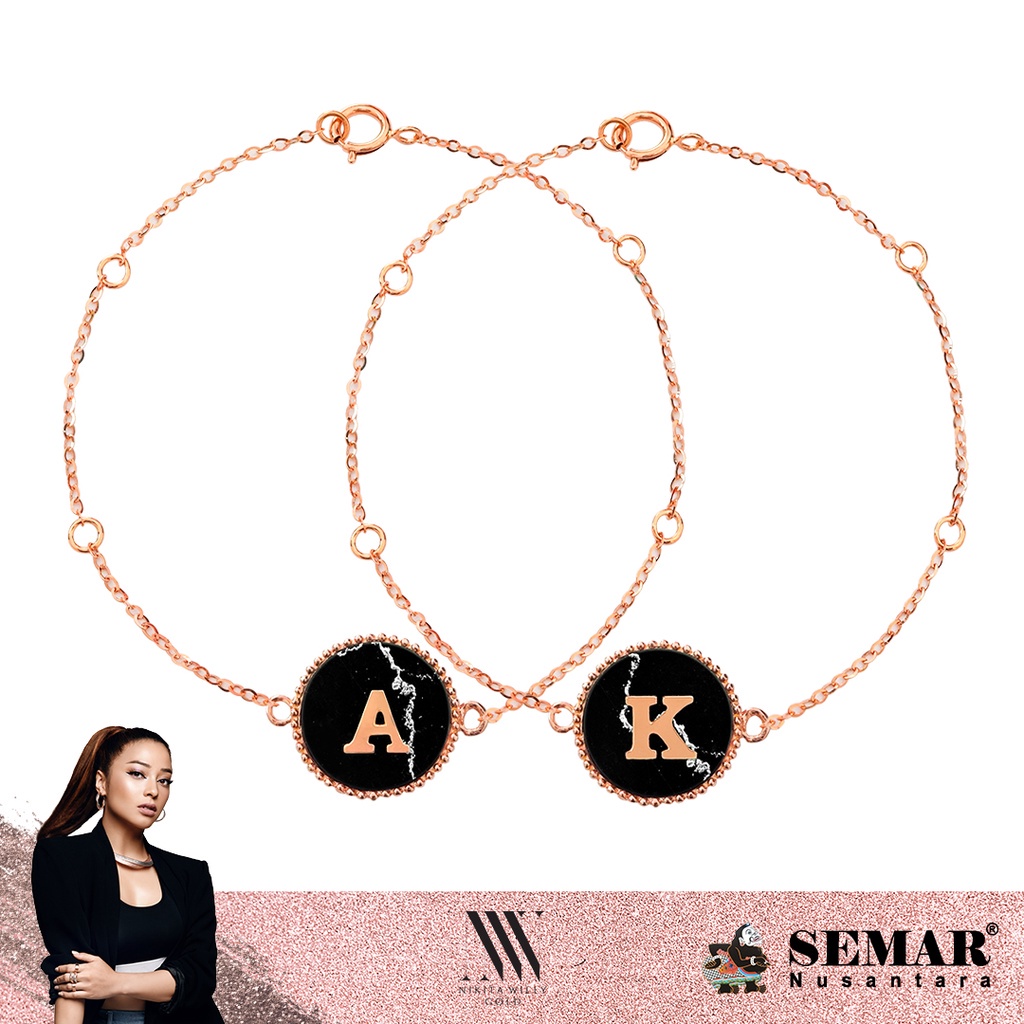 Nikita Willy Gold Gelang Emas Renaissance Round Black - Bracelet 17K Semar Nusantara