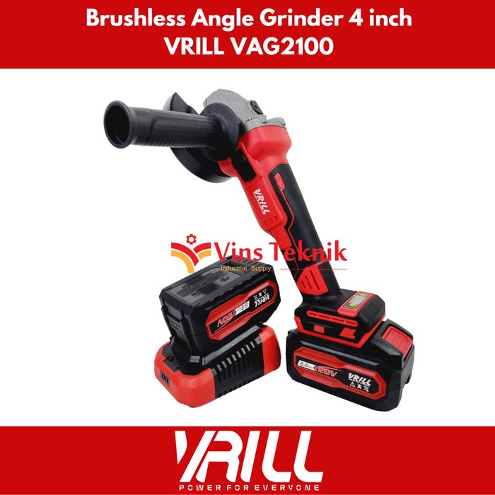 Cordless angle grinder mesin gerinda baterai 4 inch VRILL VAG2100