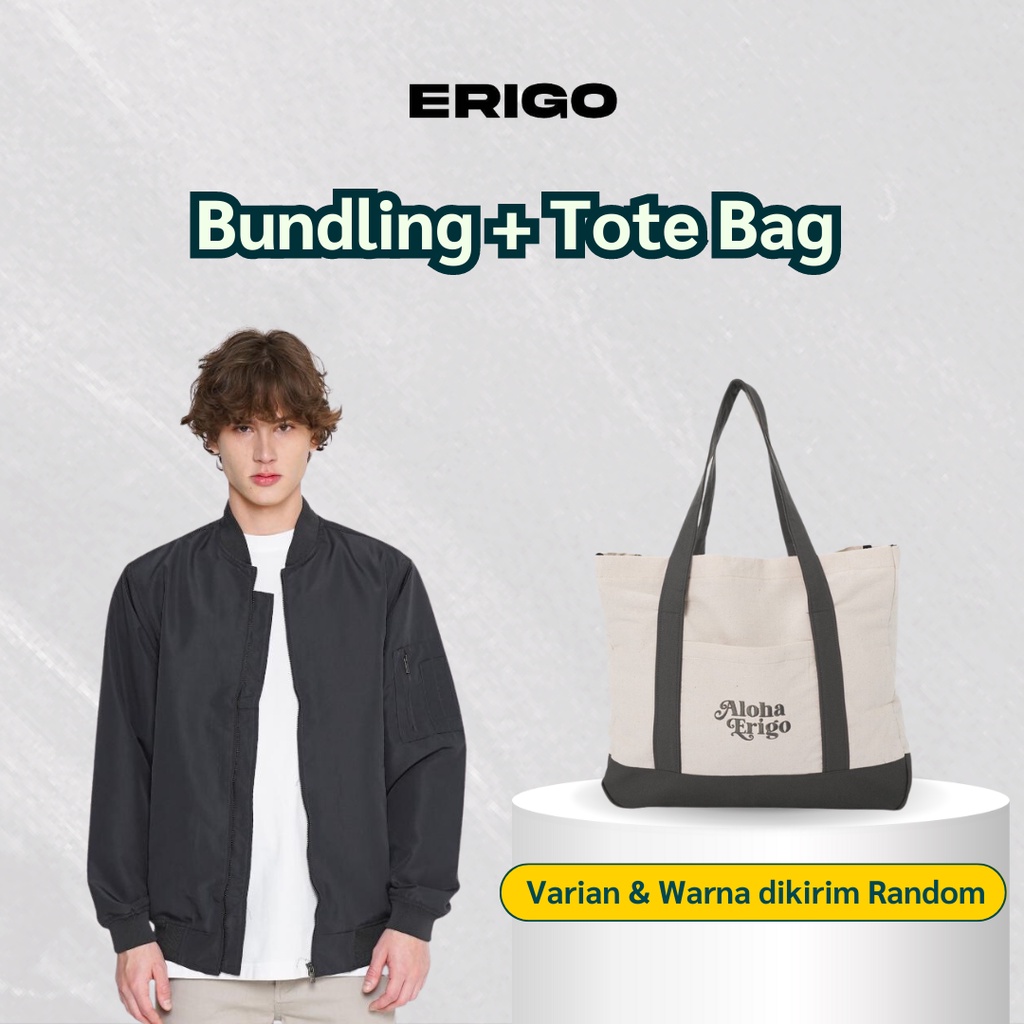 [Package Deals] Erigo - Bomber Kiev Dark Grey + Tote Bag Random