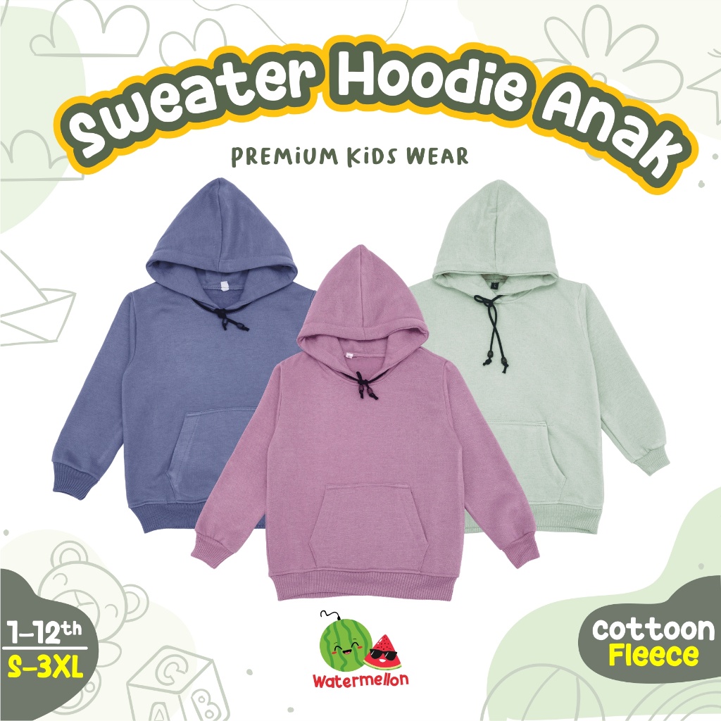 Watermellon Kids Hoodie Anak Laki Laki Perempuan Laki-laki Polos Usia 2-14 Tahun| Sweater Hoodie