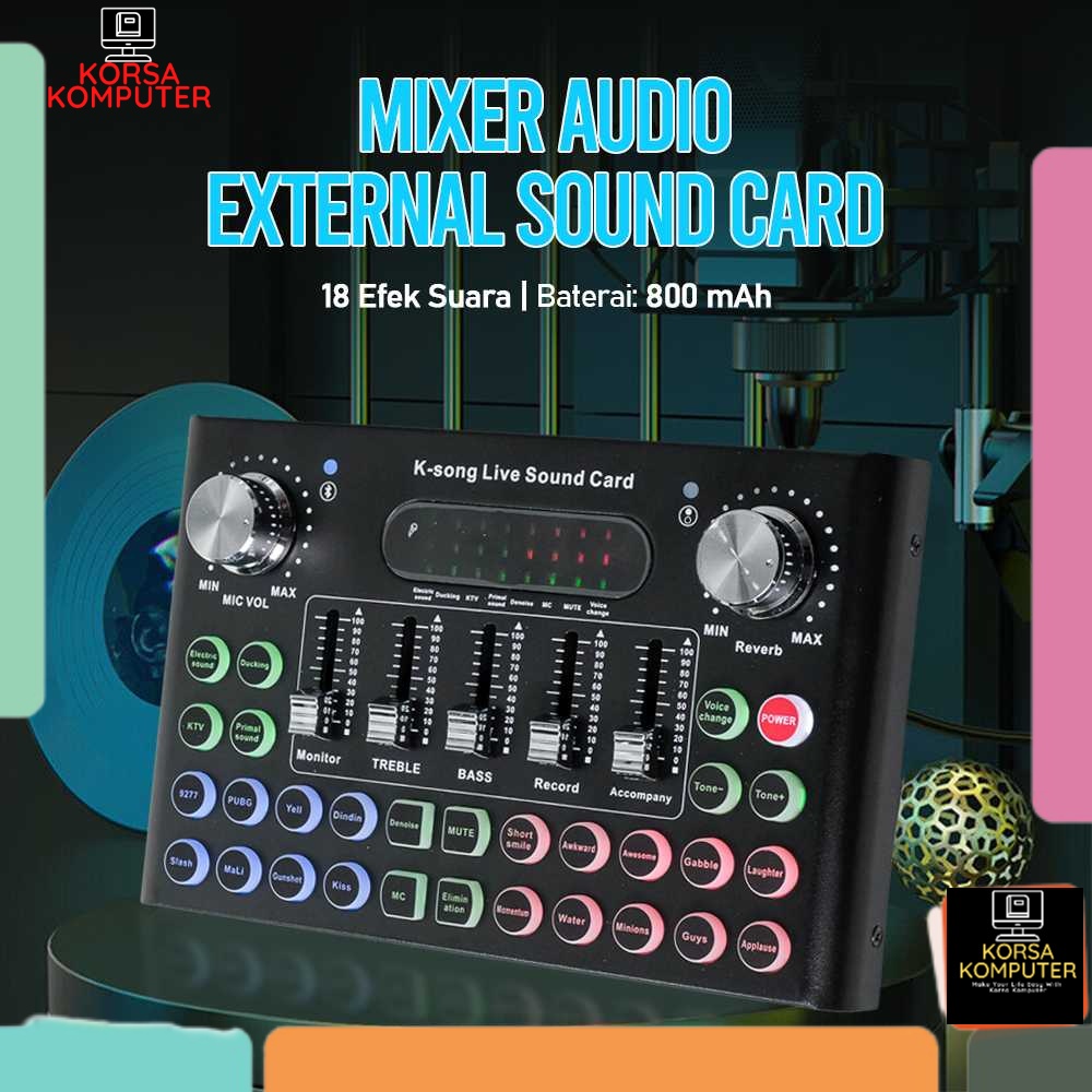 Mixer Audio External Sound Card Live Voice Changer 18 Effects F007C LEEDOAR Mixer Sound Card Audio B