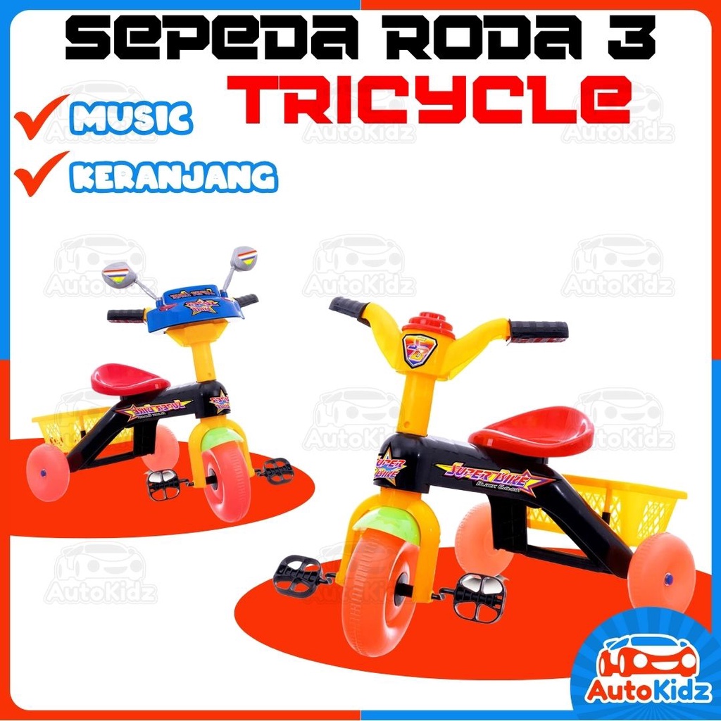 Mainan Sepeda Plastik Anak Roda Tiga Ada Keranjang Tricycle Bike Ride On Tolo Car SHP Toys AutoKidz