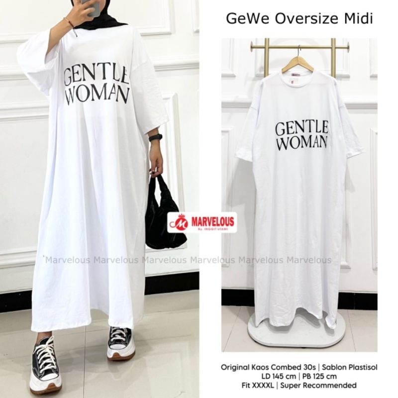 BAJU WANITA TERLARIS VIRAL GEWE OVERSIZE MIDI (DRESS BAHAN KAOS JUMBO) ORI MARVELOUS
