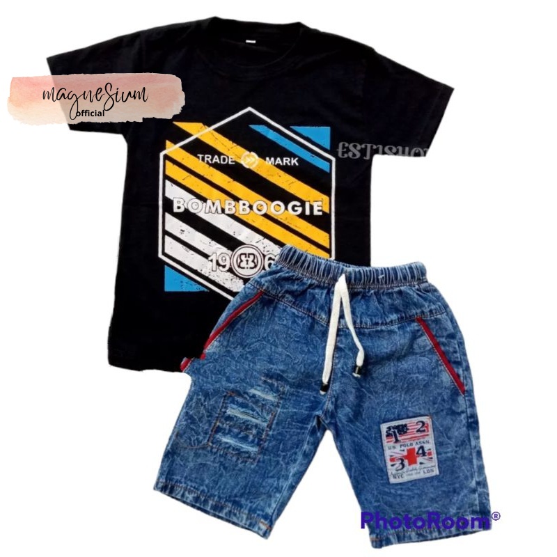 Baju Bayi Laki-Laki SETELAN ANAK LAKI2 JEANS SOBEK KAOS DISTRO 1-7 TAHUN Bisa COD