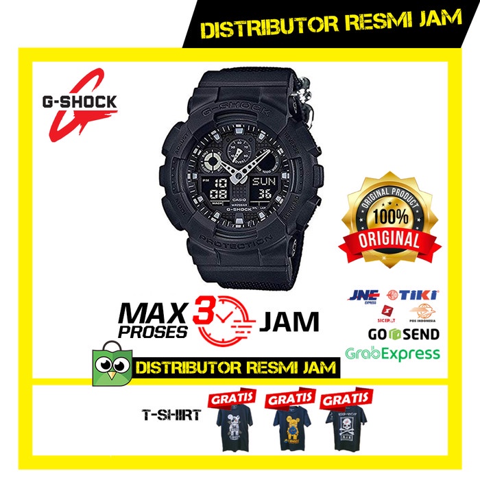 GShock GA-100BBN-1ADR GA-100 GA100BBN GA100 Garansi Resmi 2 Tahun