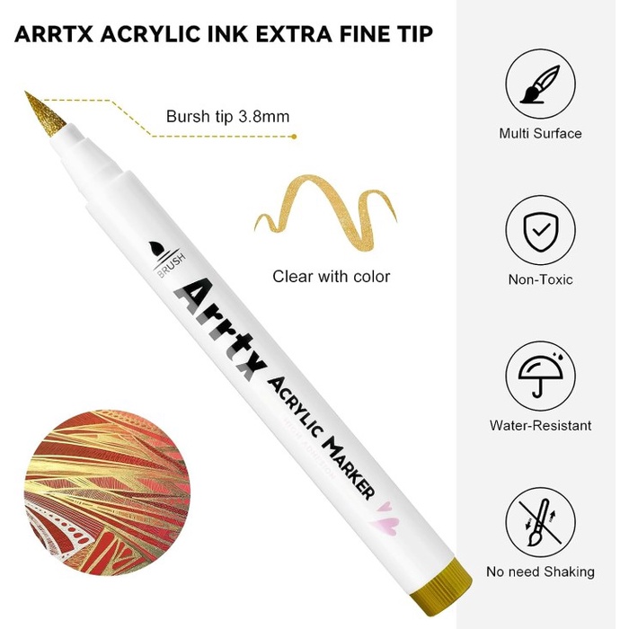 

ARRTX ACRYLIC MARKER BRUSH PEN - BRUSH MARKER PERMANEN SIAP KIRIM