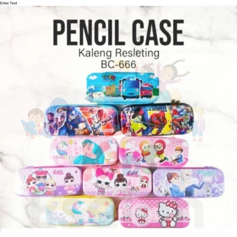 

((COD)) Kotak Pensil Kaleng Resleting Pencil Case BC-666 Kotak Pensil Karakter