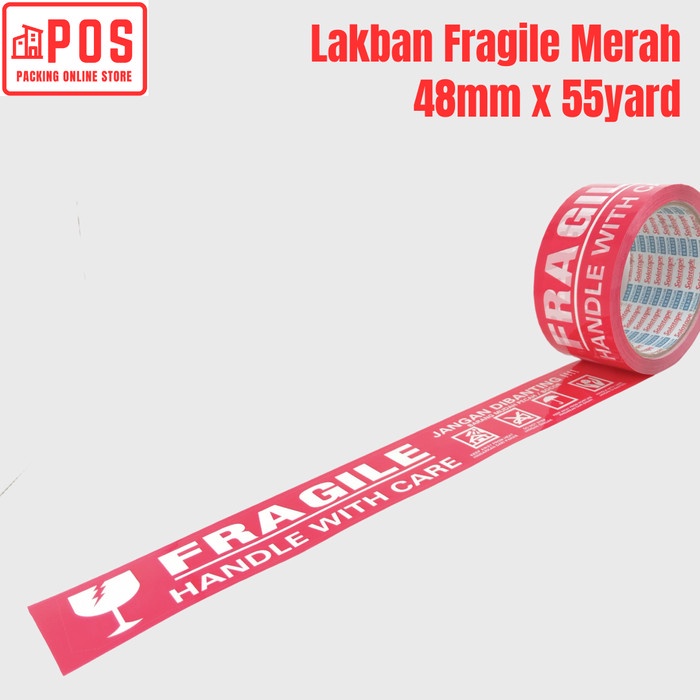

Lakban Fragile Merah 2inch 48mmx55y | Solatape