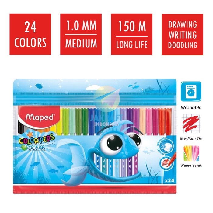 

[New] Spidol Bisa Dicuci Set 24 Warna MAPED Ocean Erasable Washable Marker