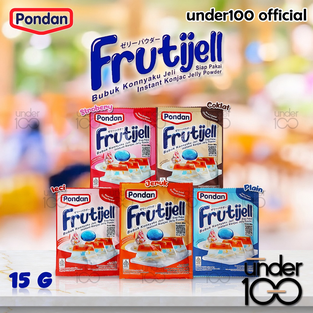 

❤ Under100 ❤ Pondan Frutijell Jelly Powder 15g | Stroberi | Cokelat | Jeruk | Plain | Leci | Bubuk Jelly Instant | HALAL BPOM