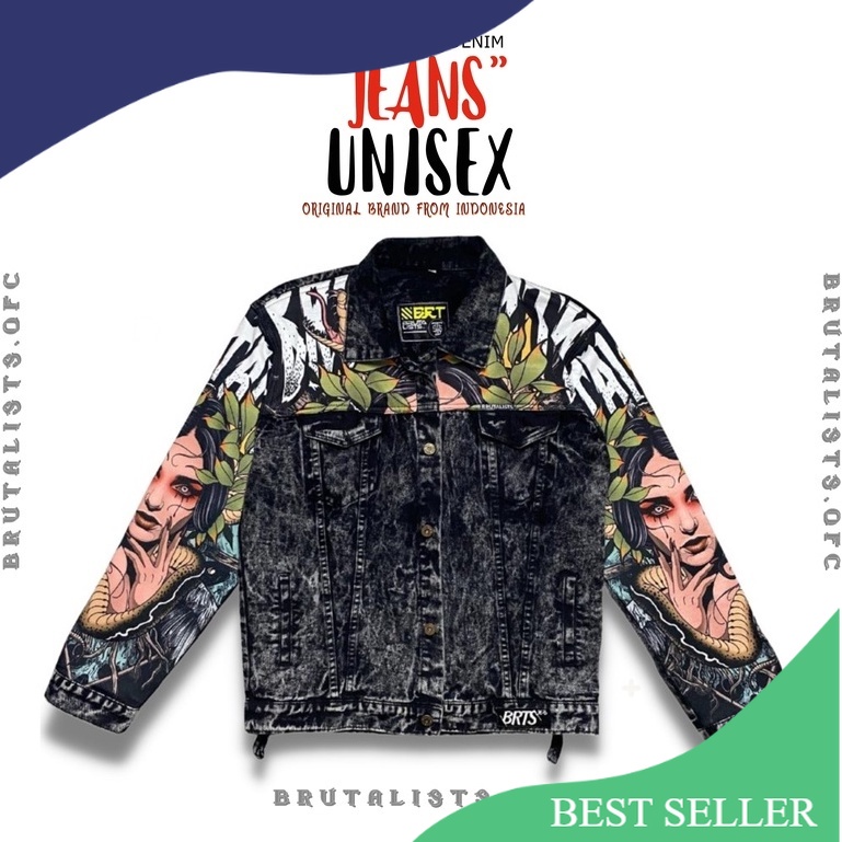 BRUTALISTS -  Jacket Jaket Denim Jeans Distro Full Printing / Jaket Denim Bergambar Pria Wanita Cowo