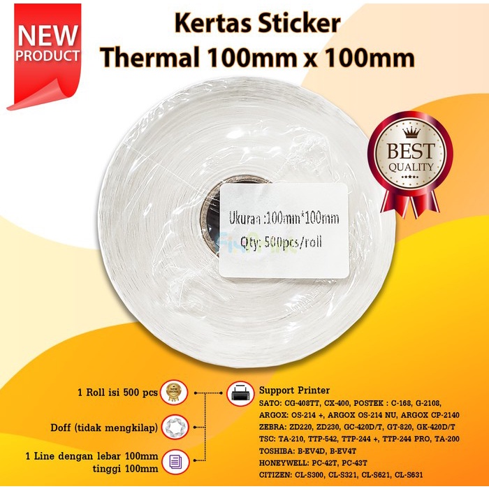 

Kertas Thermal 100mm X 150mm Xprinter Kertas Sticker 100x150mm - 100x100 SS27