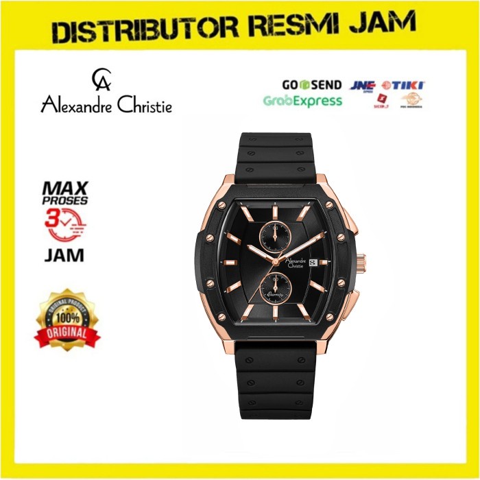 Jam Tangan Pria Alexandre Christie AC6628MCR AC 6628 MCR Black Gold