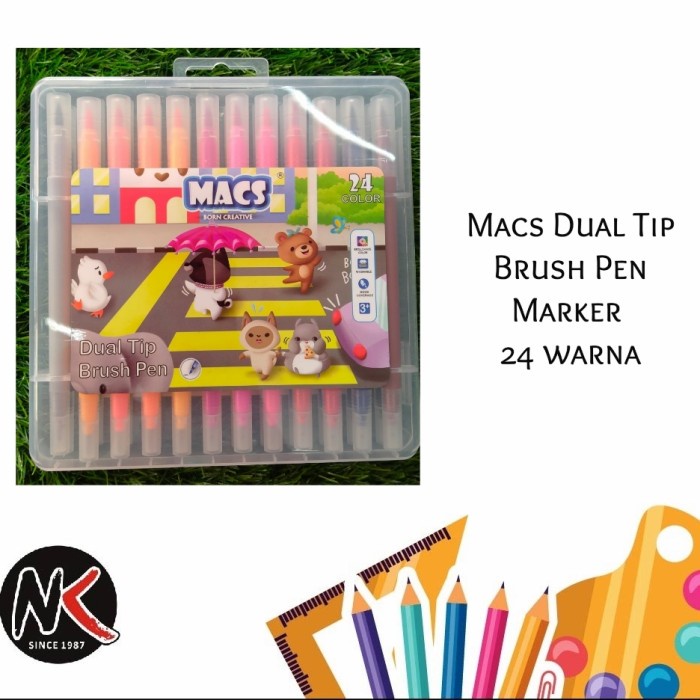 

[DL-0193] Macs Dual Tip Brush Pen Marker Color 24 Warna