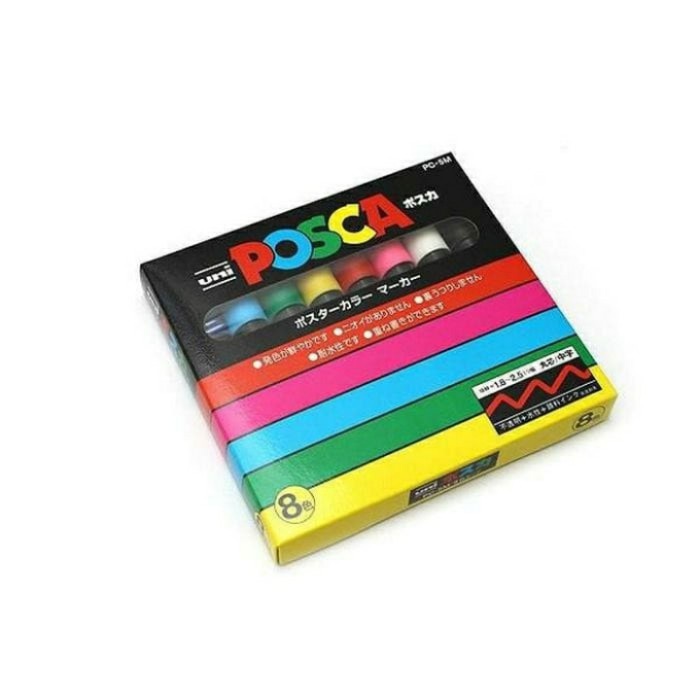 

Spidol Uni Posca PC-5m Set 8 - Medium Point - Poster Paint Marker pen - Dengan Kemasan