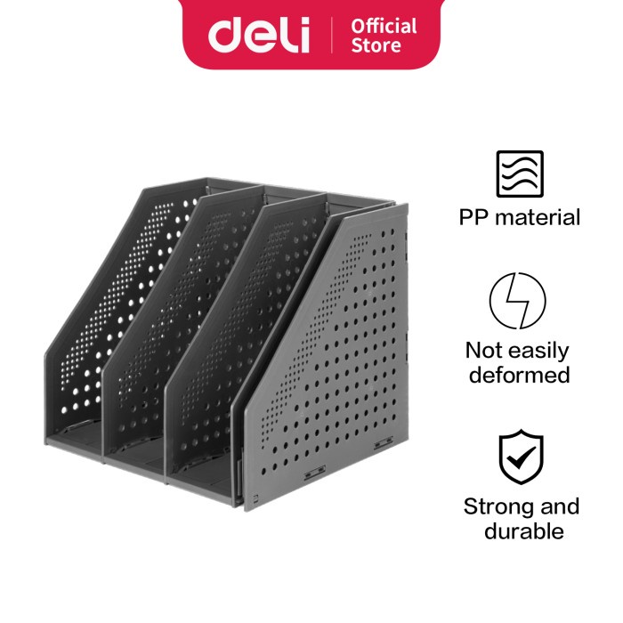 

Deli File Tray / Rak Box File Fleksibel Bahan Plastik 4 Sekat 78996 - Abu Tua