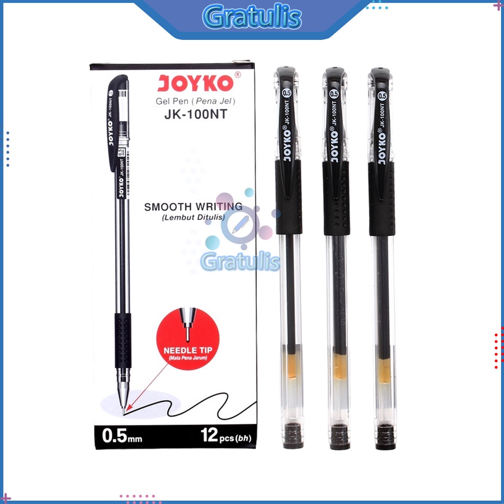 

PULPEN GEL JOYKO [JK-100NT/12 PCS] / BALLPOINT PENA PEN TINTA WARNA HITAM