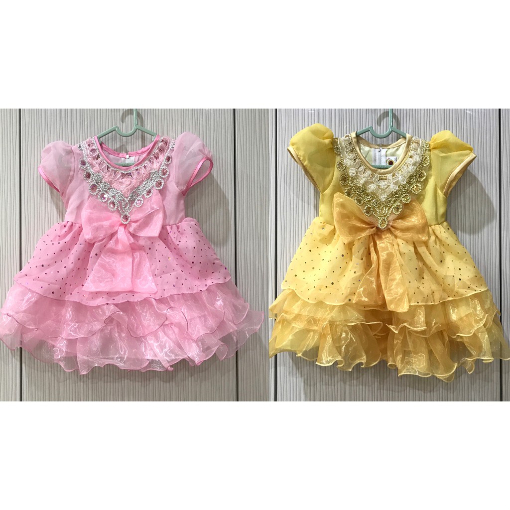 Baju/Dress/Gaun Bayi Pesta Anak Perempuan model Pita Besar umur 1-2 tahun PANCA INDAH