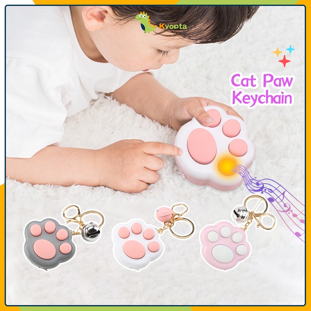 Kyopta Gantungan kunci paw Fidget mini portable bentuk paw kucing Keychain Cat paw push fidget game