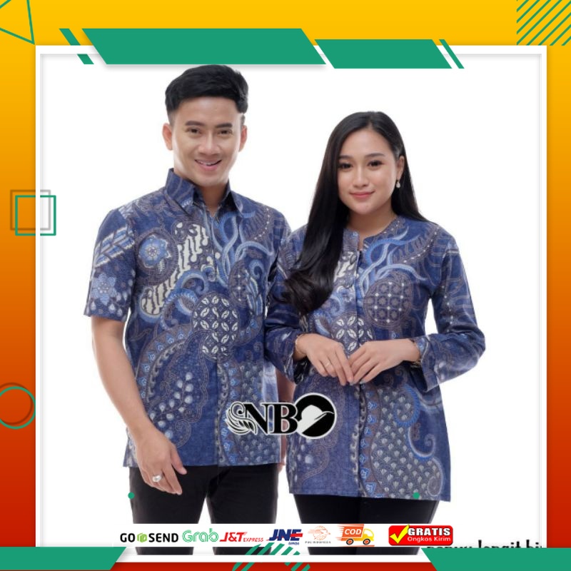 BAJU BATIK KEREN TERLARIS /(New Arrival) Size M L XL XXL Batik Couple motif Banyu Langit Biru Atasan