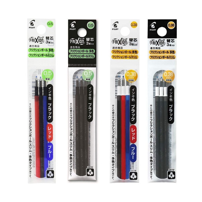 

[Ori] Pilot FriXion Slim 3 Refill Erasable Ink 0.38mm 0.5mm LFBTRF-30EF/30UF - 0.38mm, Black