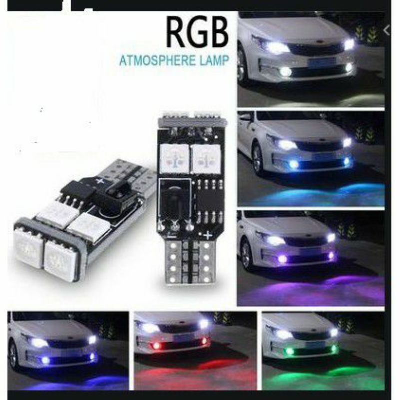 Lampu led kota senja sein  T10 RGB 6 mata 5050 7 warna 14 mode 12v mobil motor