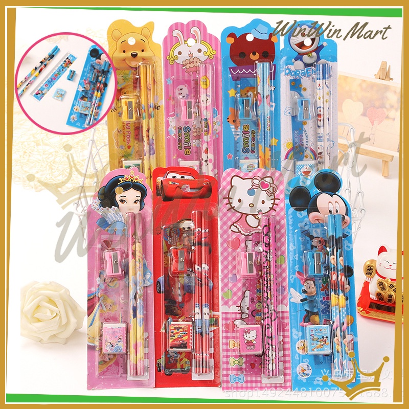 

Stationary Set 5 in 1 Karakter/mini stationery set alat tulis sekolah/ Set Alat Tulis Pensil Set 5 in 1