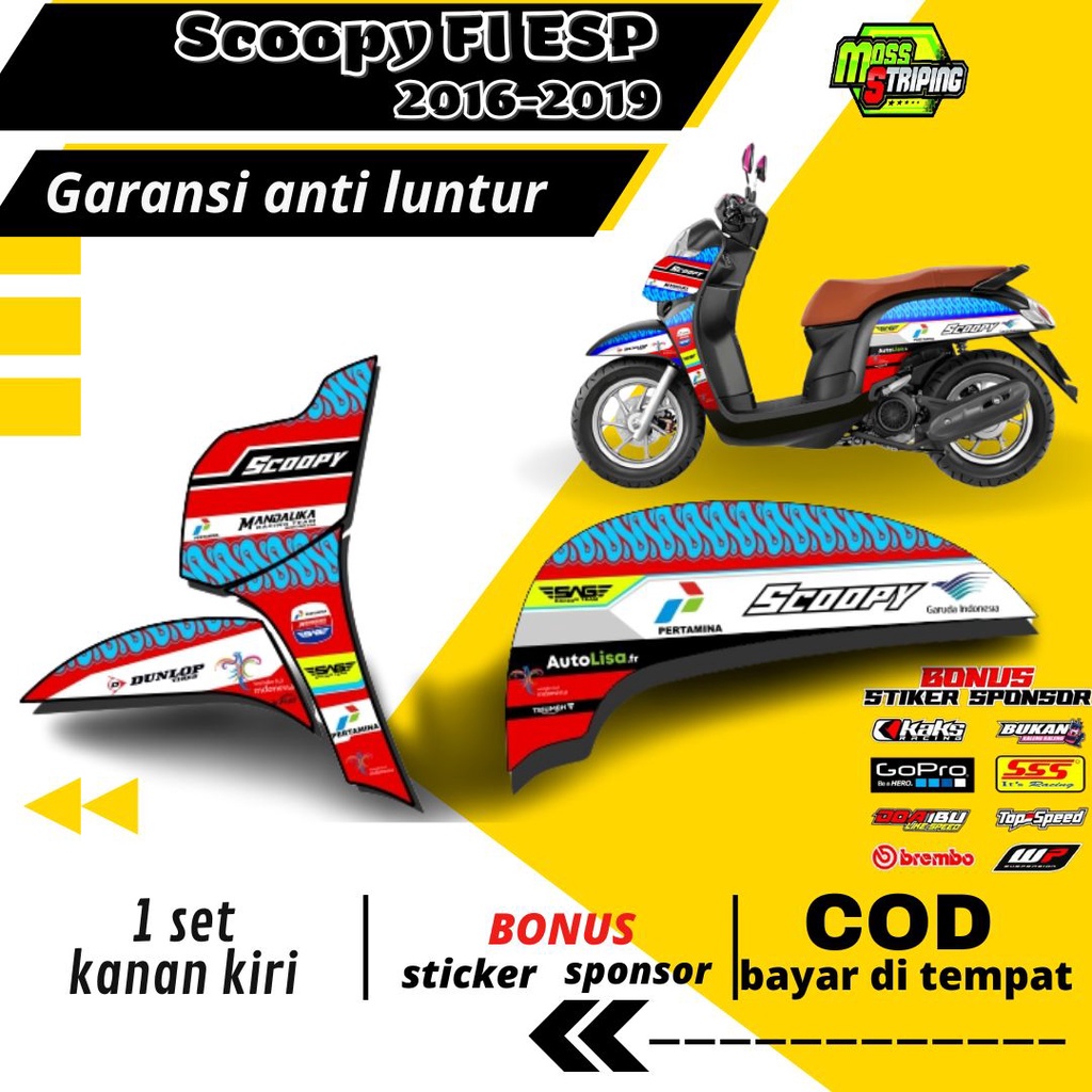 Striping Stiker Lis decal Motor Honda Scoopy esp fi new 2017 2018 2019 semi fullbody MANDALIKA RACIN