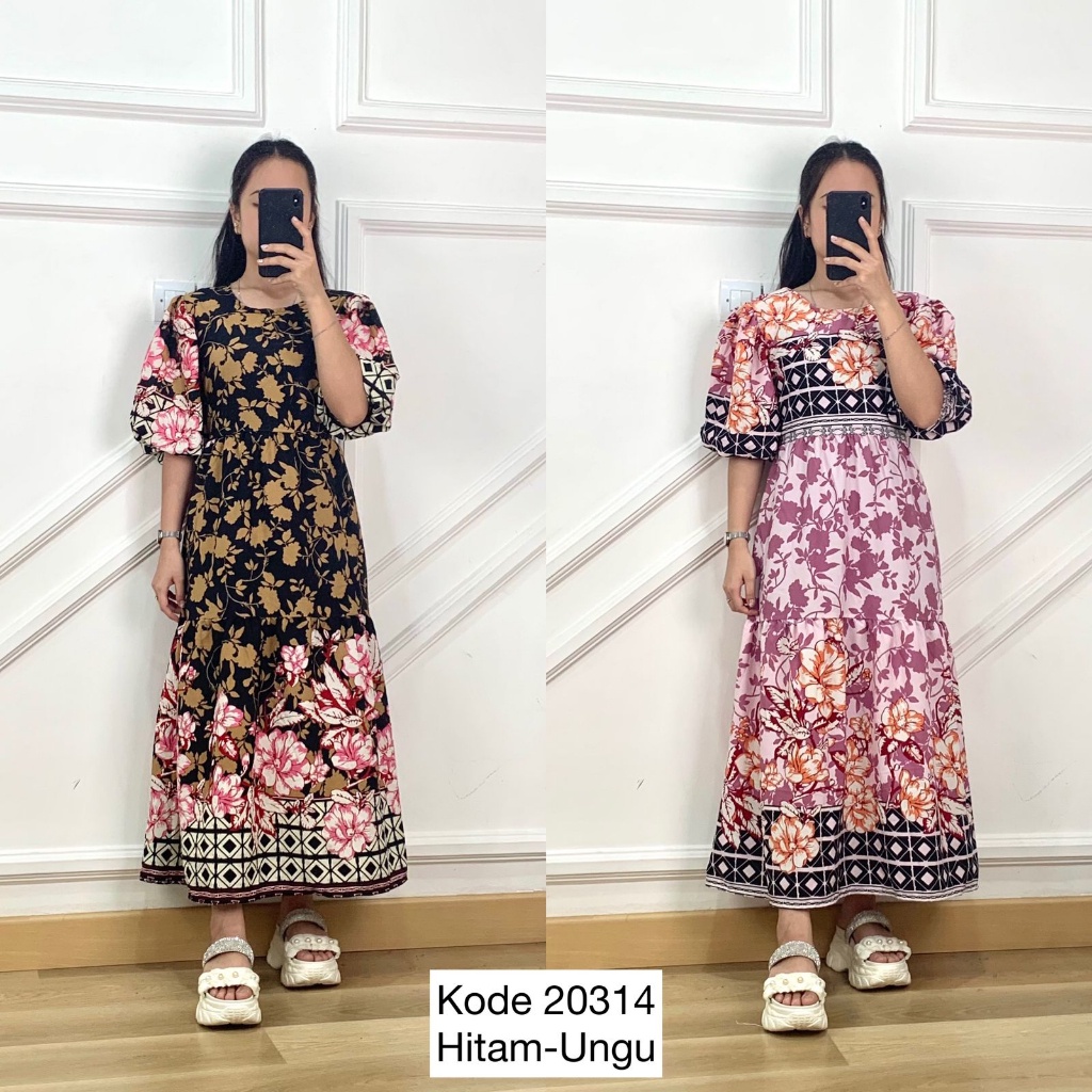 Dress Tangan Balon I Import Bangkok I Dres Import Bangkok I Dres Bangkok I Dres Bunga Korea I Dress 