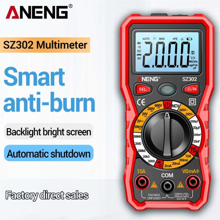 

THFS Digital Multimeter Multitester Voltage Tester with Flashlight FS3EZ3