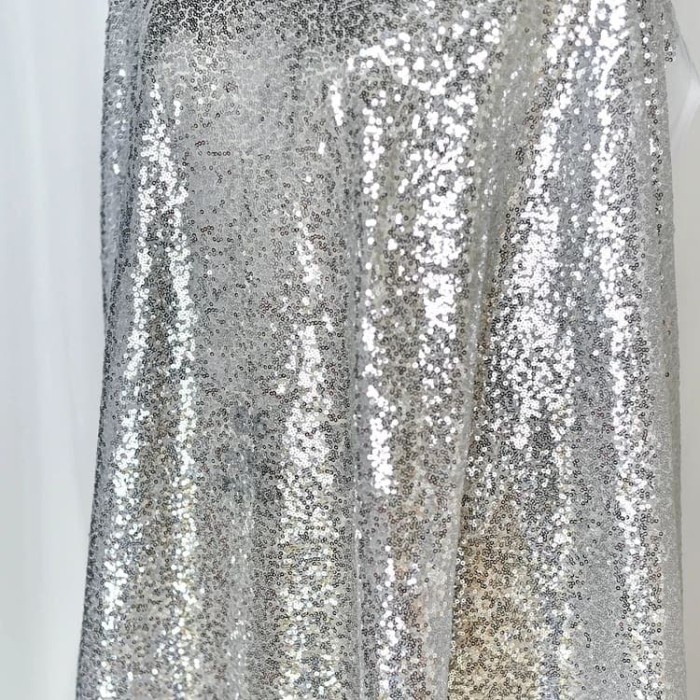 Kain sequin silver tile putih / kain seribu payet / background foto