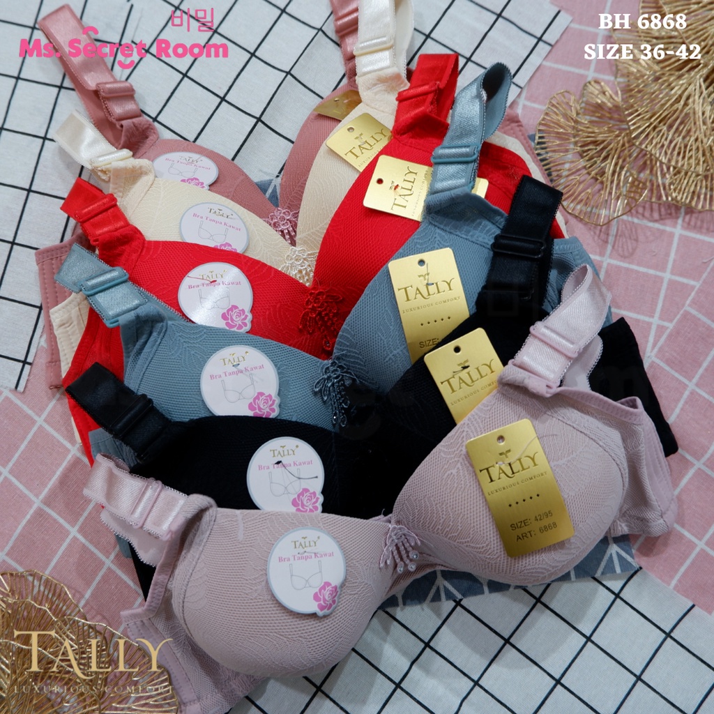 TALLY BRA BH 6868 | BUSA TIPIS | TANPA KAWAT | SIZE 36-42 | CUP C | 3/4 CUP | KAIT 4 | BAHAN KATUN H