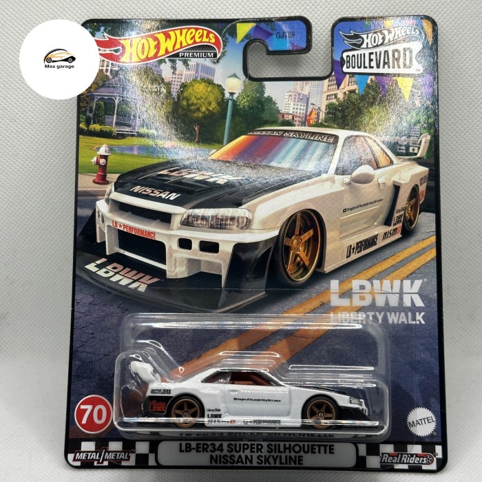 TOY27 Hot wheels nissan skyline R34 lbwk putih