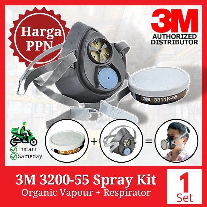 3M Masker 3200-55 Spray Kit Respirator 3200 & Filter 3311K-55