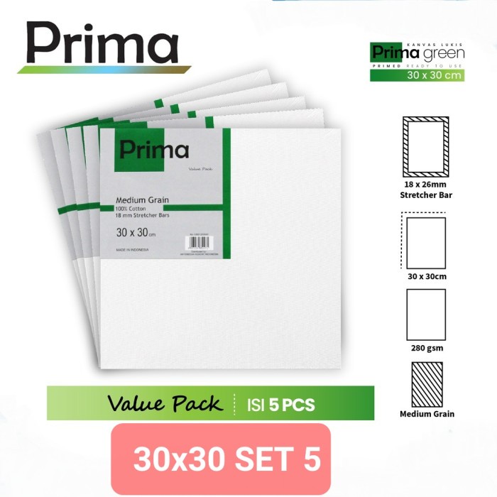 

[KG0126] SET 5 Kanvas Lukis Prima Green 30x30 cm Value Pack Cotton Canvas