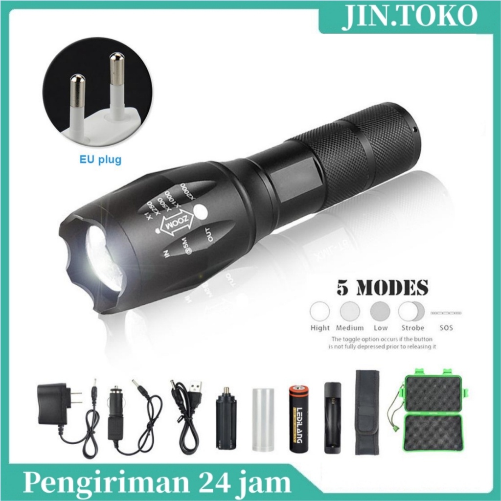 Paket Senter 10.000 Lumens Original Best Quality Senter Gunung LED Super Terang/ Senter LED Super Te