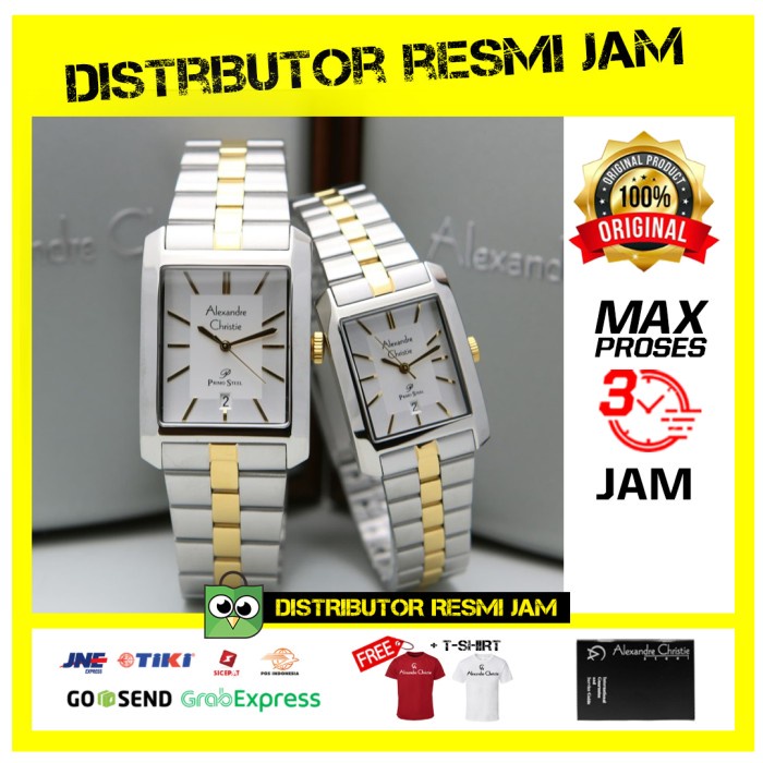 ALEXANDRE CHRISTIE AC 1019 AC1019 SILVER GOLD SEPASANG ORIGINAL