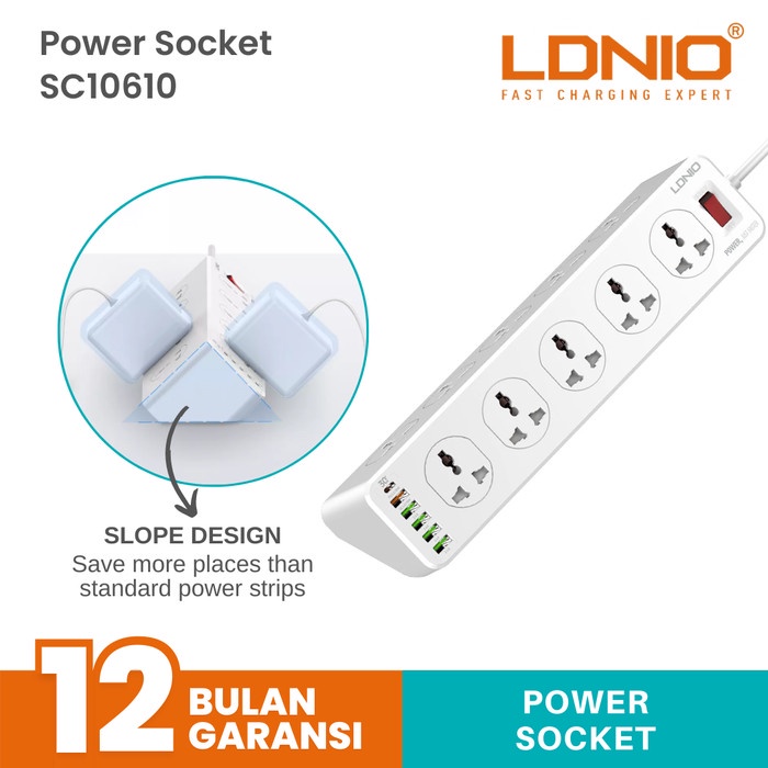 Stop Kontak LDNIO SC10610 [10 OUTLETS Power Socket 5USB +PD QC 3.0] - SC10610